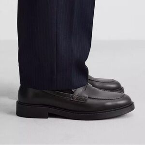 Zara Red and Black Loafers with Sleek Slip-On Design